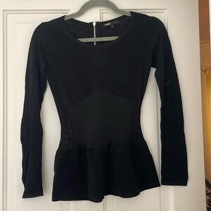 Maje Scoop-neck Long Sleeve Tee in Black